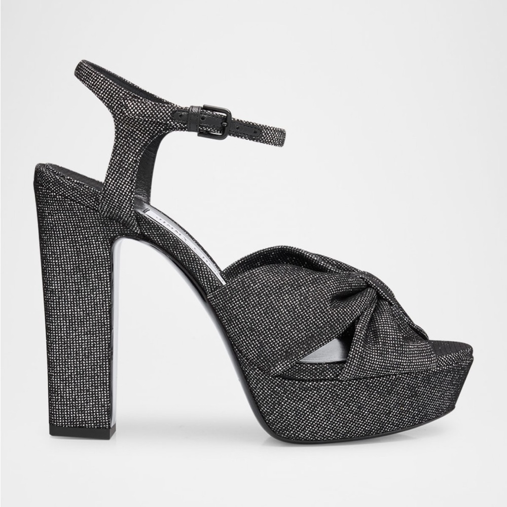 JIMMY CHOO 
Heloise Glitter Knot Platform heel
Women’s size EU 39